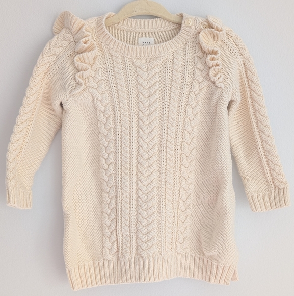 Baby Gap White Long sleeve Cableknit Sweater Dress Size 6-12 months - Picture 1 of 10